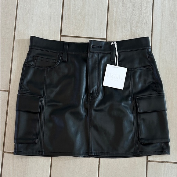 Pistola Rhea Cargo Mini Skirt in Black Slate NWT - Picture 2 of 14